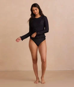 The Waterside Ruffle Rash Guard - Sea Urchin -Summer Salt Swim Store PDP WatersideRuffleRashGuard SeaUrchin Front Full