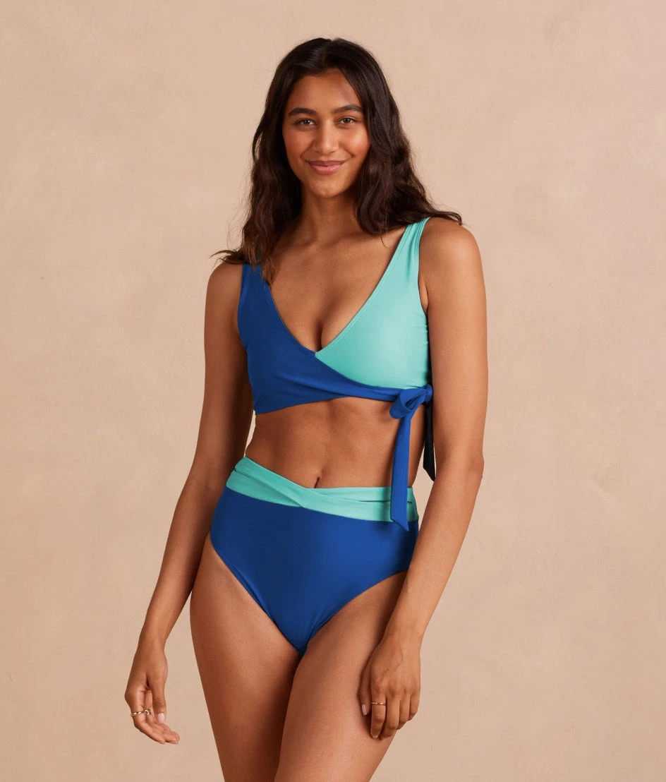 The Perfect Wrap Bikini Top - Aqua & Lapis 2 The Perfect Wrap Bikini Top - Aqua & Lapis - Image 2