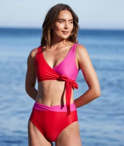 The Perfect Wrap Bikini Top - Lava & Hibiscus 7 The Perfect Wrap Bikini Top - Lava & Hibiscus -Summer Salt Swim Store PWOP Bikini Top Hibiscus Lava Lifestyle 3