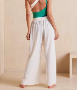 The Palazzo Pant With Ties - White Sand 10 The Palazzo Pant With Ties - White Sand -Summer Salt Swim Store PalazzoPantwithTies WhiteSand Back Crop