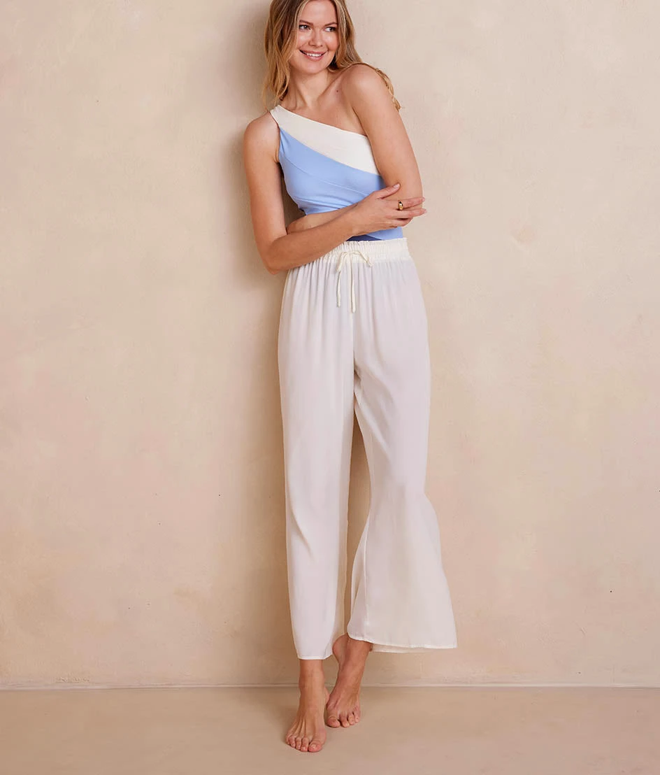 The Palazzo Pant With Ties - White Sand 4 The Palazzo Pant With Ties - White Sand - Image 4