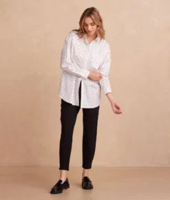 The Perfect Boyfriend Shirt - White Sand & Sea Urchin Pin Dot -Summer Salt Swim Store PerfectBoyfriendShirt WhiteSand SeaUrchinPinDot Front Full