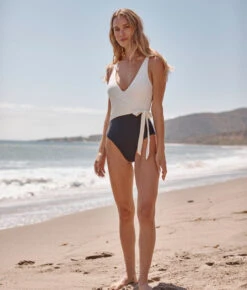 The Long Torso Perfect Wrap One Piece - Sea Urchin & White Sand