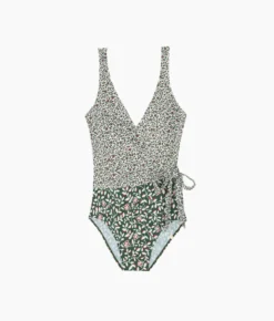 The Long Torso Perfect Wrap One Piece - Twilight Floral In Olive -Summer Salt Swim Store Perfect Wrap One Piece Twilight Floral in Olive FLAT