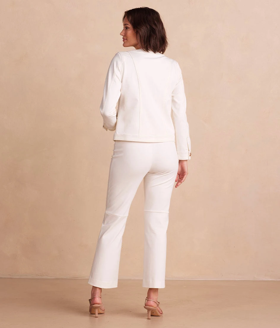 The Icon Ponte Pintuck Trouser Pant - White Sand 3 The Icon Ponte Pintuck Trouser Pant - White Sand - Image 3