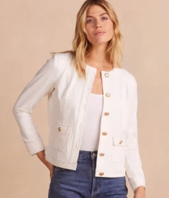 The Icon Ponte Jacket - White Sand -Summer Salt Swim Store Ponte Jacket Front Crop