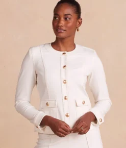 The Icon Ponte Jacket - White Sand -Summer Salt Swim Store Ponte Jacket Front Crop2copy