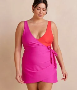 The Ruched Swim Skirt - Hibiscus -Summer Salt Swim Store RuchedSwimSkirt Hibiscus Front Crop e68a1a38 82a2 4f51 88e6 eb75bc65a4d8