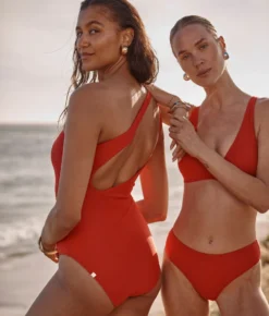 The Ruched Sidestroke - Lava -Summer Salt Swim Store Ruched Sidestroke Lava