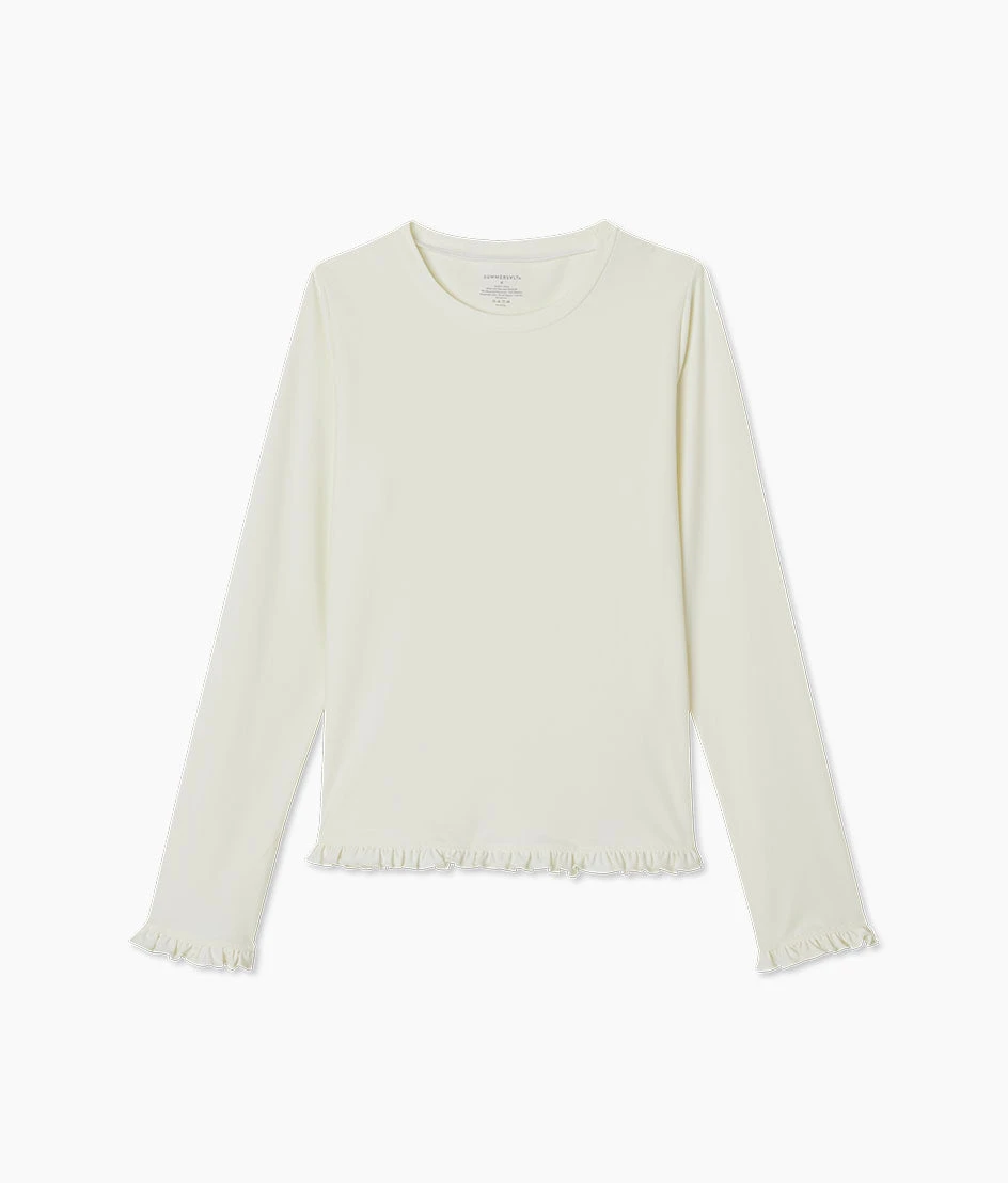 The Waterside Ruffle Rash Guard - White Sand 1 The Waterside Ruffle Rash Guard - White Sand