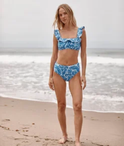 The Ruffle Seaway Square Neck Bikini Top - Floral Wave In Azure 6 The Ruffle Seaway Square Neck Bikini Top - Floral Wave In Azure -Summer Salt Swim Store Ruffle Square Neck Bikini Top Floral Wave in Azure 3