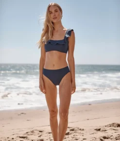 The Ruffle Seaway Square Neck Bikini Top - Deep Sea -Summer Salt Swim Store Ruffle Square Neck Bikini Top Deep Sea 1