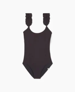 The RippleRib Ruffle One-Piece - Sea Urchin -Summer Salt Swim Store Ruffle Strap One Piece Sea Urchin Ribbed FLAT