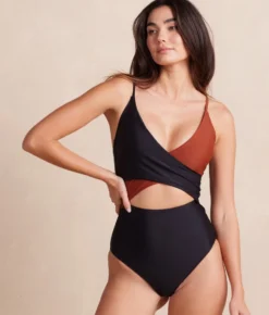 The Sea Breeze Cutout One-Piece - Amber & Sea Urchin -Summer Salt Swim Store SeabreezeCutoutOPAmber SeaUrchin3Front