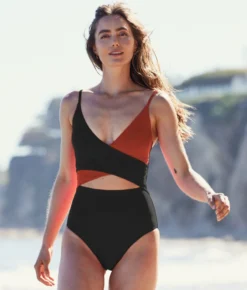 The Sea Breeze Cutout One-Piece - Amber & Sea Urchin -Summer Salt Swim Store SeabreezeCutoutOPAmber SeaUrchin4Lifestyle 044812fd 9287 486c 914a c0cce0bb4f52