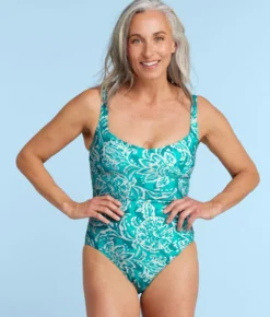 The Seascape Sweetheart One Piece - Batik In Seafoam & Harbor -Summer Salt Swim Store SeascapeSweetheartOnePieceBatikinSeaFoam HarborFront1