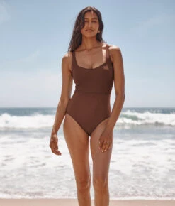 The Seascape Sweetheart One Piece - Mocha