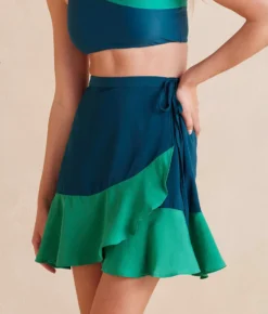 The Short Beach To Brunch Wrap Skirt - Seaglass & Seaweed -Summer Salt Swim Store ShortBeachtoBrunchWrapSkirt Seaweed Seaglass Detail