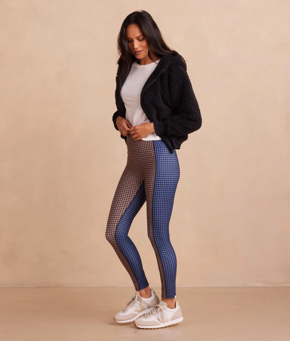 The Colorblocked High Rise 7/8 Legging - Gingham In Blue Mountain & Toffee 4 The Colorblocked High Rise 7/8 Legging - Gingham In Blue Mountain & Toffee - Image 4