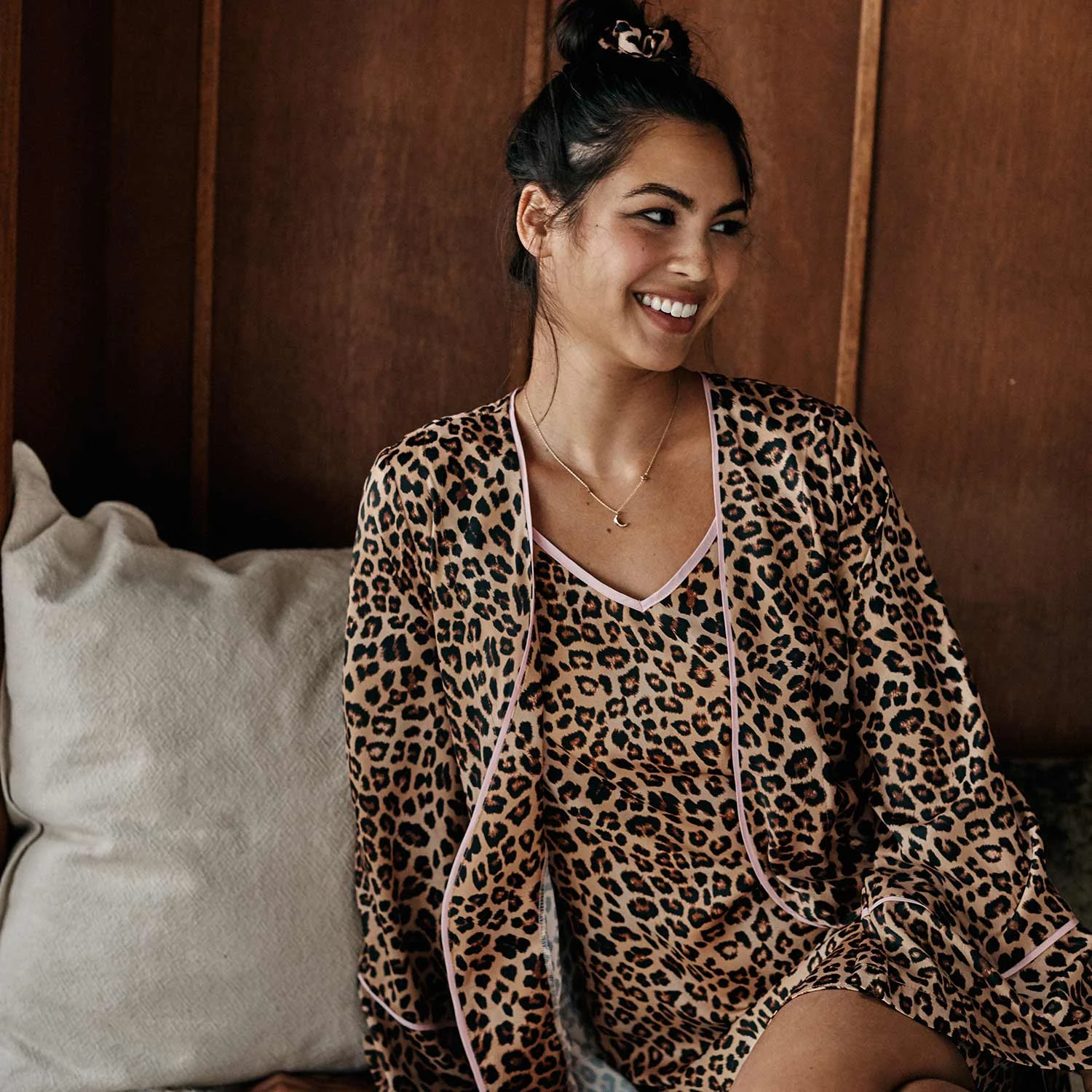 The Cloud 9 Silky Slip Dress - Leopard & Pink Sky 4 The Cloud 9 Silky Slip Dress - Leopard & Pink Sky - Image 4