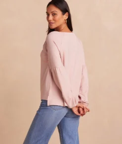 The Softest French Terry Boatneck Pullover - Petal -Summer Salt Swim Store SoftestFrenchTerryBoatneckPullover Petal Back Crop