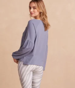 The Softest French Terry Boatneck Pullover - Slate -Summer Salt Swim Store SoftestFrenchTerryBoatneckPullover Slate Back Crop