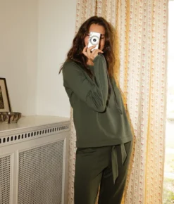 The Softest French Terry Boatneck Pullover - Olive -Summer Salt Swim Store Softest French Terry Boatneck Pullover Olive 4