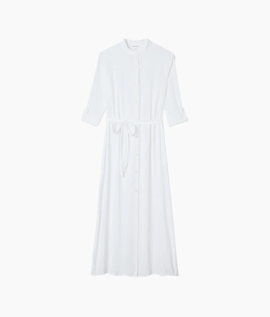 The Silky Luxe Long Effortless Shirtdress Cover-Up - Cloud White 4 The Silky Luxe Long Effortless Shirtdress Cover-Up - Cloud White - Image 4