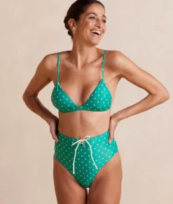 The Triangle Bikini Top - Seaglass Dot -Summer Salt Swim Store TriangleBikiniTop SeaglassDotFront Crop