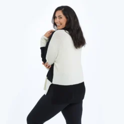 The Coziest Cashmere Blend Turtleneck - Sea Urchin & White Sand -Summer Salt Swim Store Turtleneck Black Back