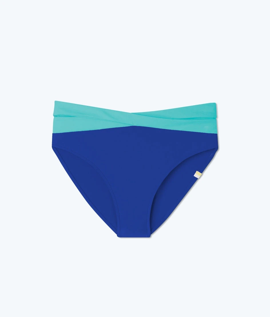 The Wrap High Leg High Rise Bikini Bottom - Aqua & Lapis 1 The Wrap High Leg High Rise Bikini Bottom - Aqua & Lapis