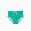 The Lace-Up High Leg High Rise Bikini Bottom - Seaglass Dot