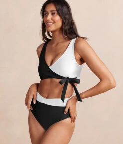 The Perfect Wrap Bikini Top - Sea Urchin & White Sand