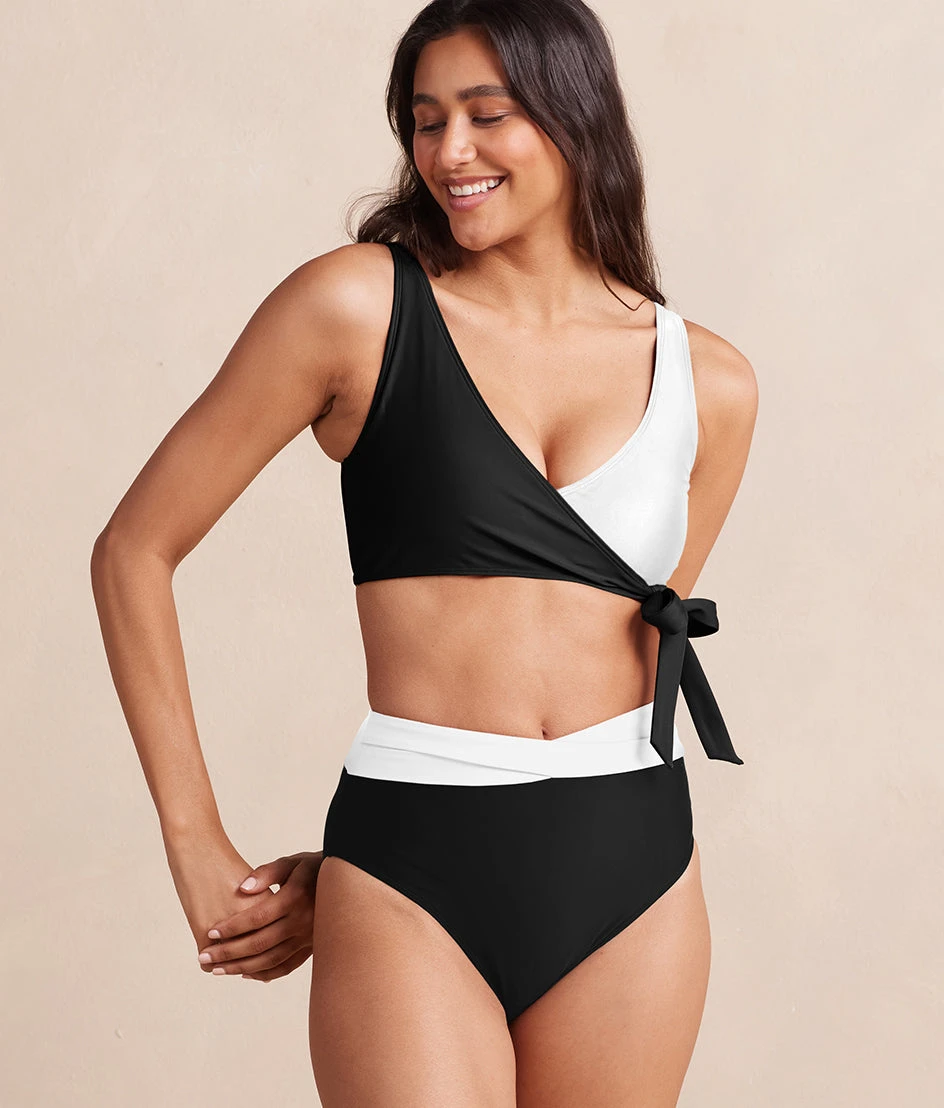 The Wrap High Leg High Rise Bikini Bottom - Sea Urchin & White Sand 1 The Wrap High Leg High Rise Bikini Bottom - Sea Urchin & White Sand