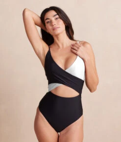 The Sea Breeze Cutout One-Piece - Sea Urchin & White Sand